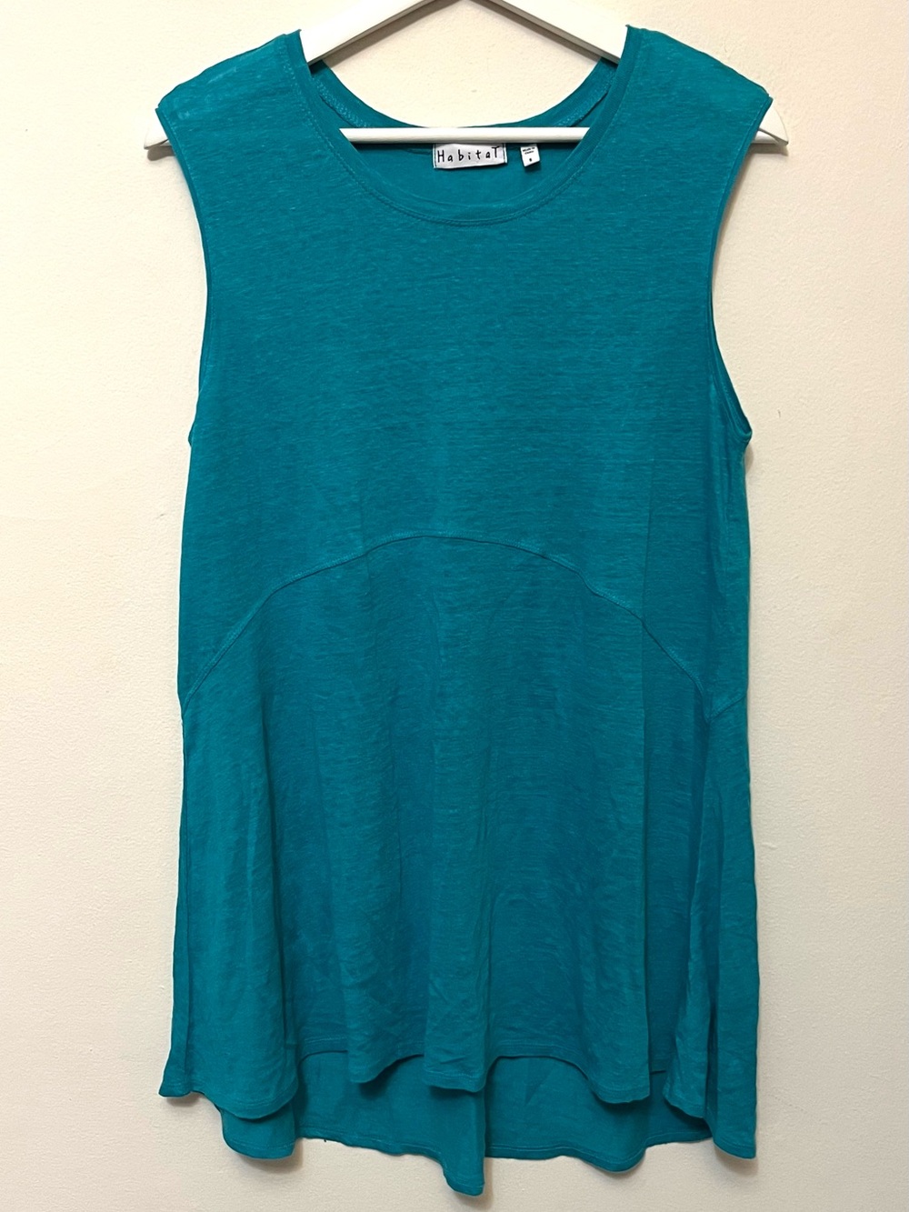 Habitat • S • 100% Linen Turquoise Teal Slub Knit Tunic Tank Top